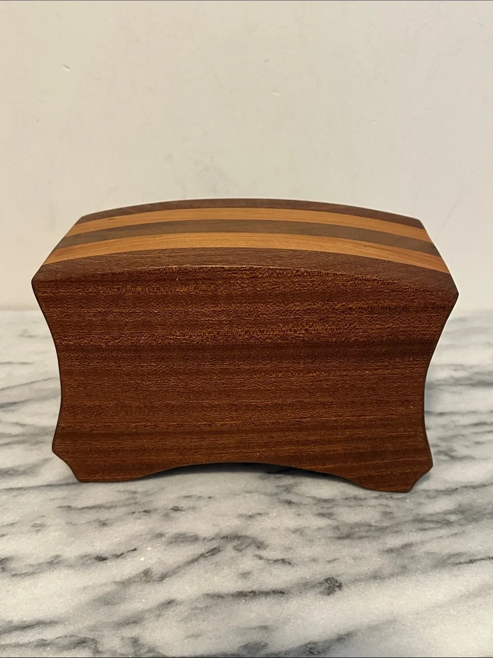 Hand made bandsaw Wooden Jewelry Box with Yellow Flower Knob